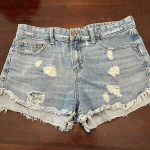 Free People Jean Shorts Light Wash Distressed Mid Rise Size 29